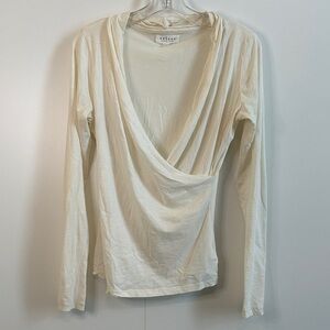 Velvet by Graham & Spencer Cream Wrap Blouse
